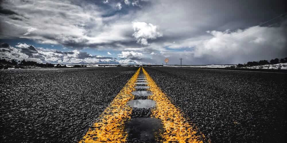 photography of road with line