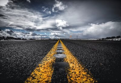 photography of road with line