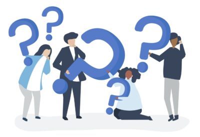 graphic illustration of questioning people